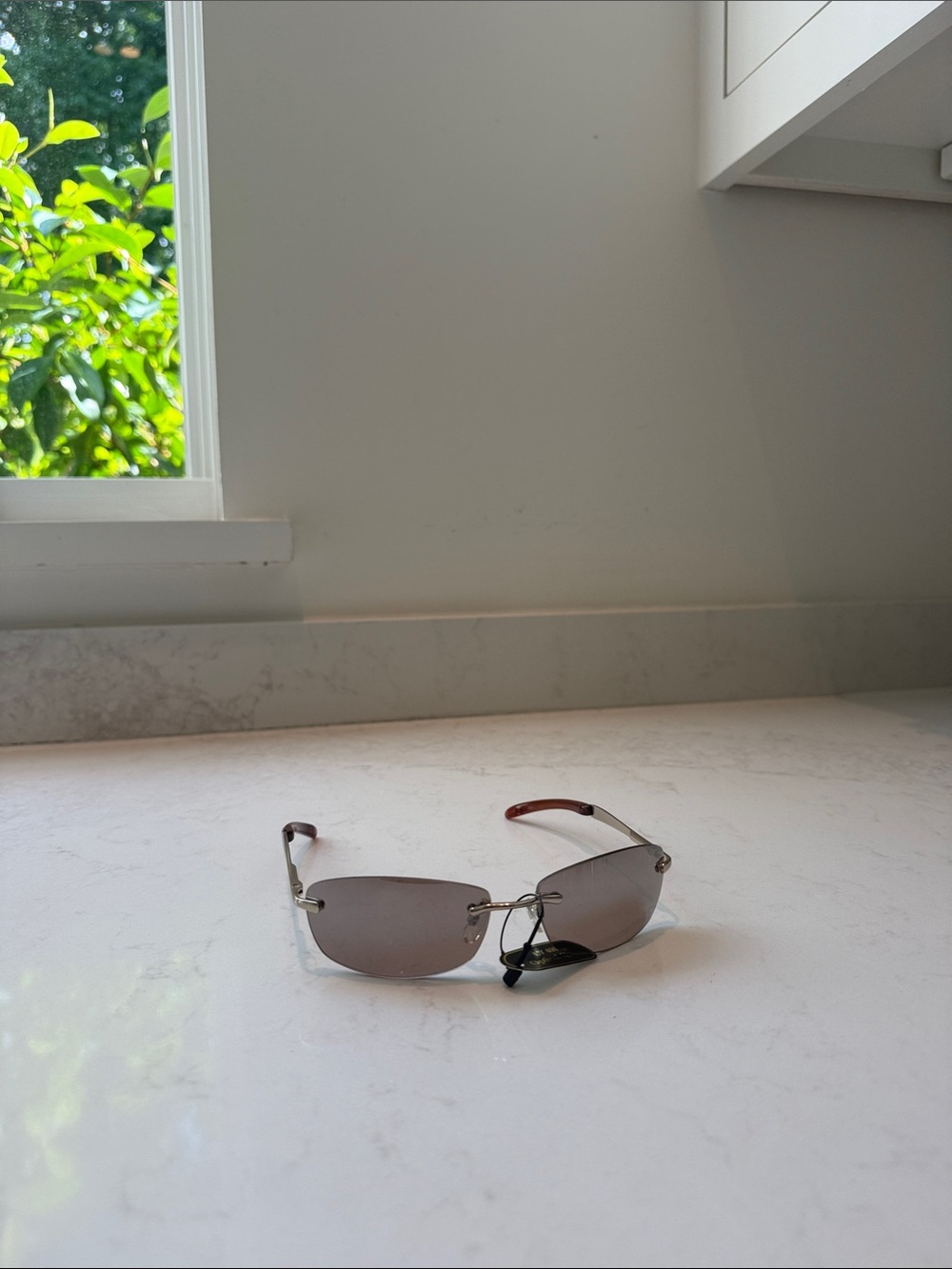 Women’s Vintage Rimless Sunglasses - Brown Lenses